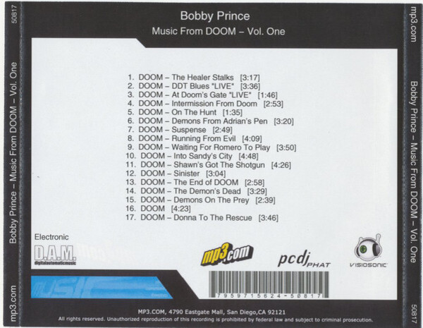 The backside of the CD, covered in MP3.com branding.