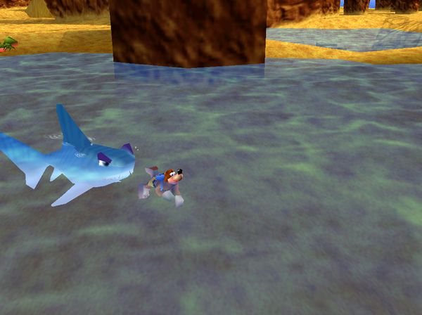 Banjo being chased by a shark