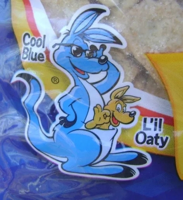 A blue kangaroo mascot