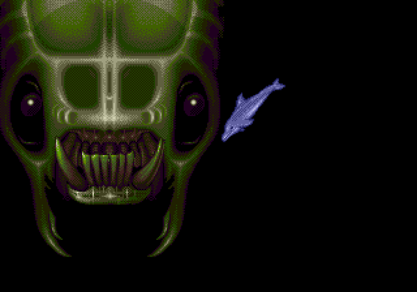 Ecco next to the Vortex Queen, a giant alien head