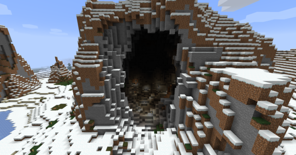 A giant hole in the side of the mountain