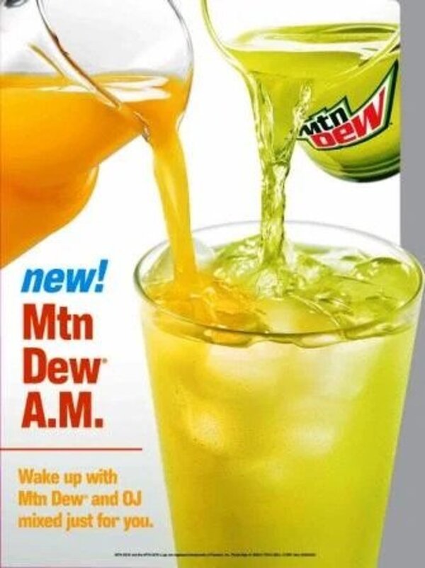 An advertisement for Mountain Dew AM