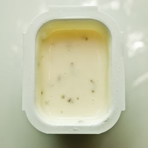 A close-up of the  buttermilk ranch sauce.