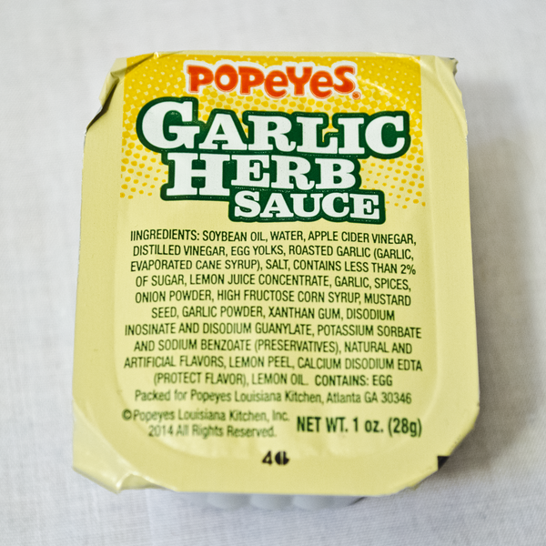 The garlic herb sauce, still in packet.