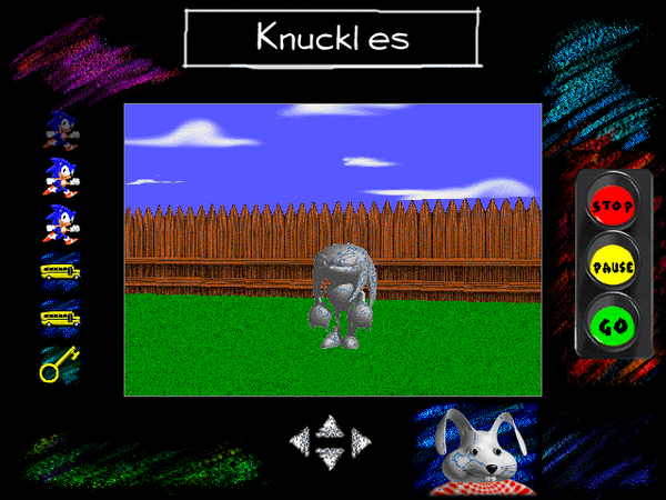 A Knuckles statue in the back yard