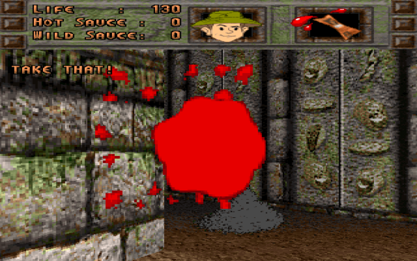 Gameplay picture of... some sort of red splot.