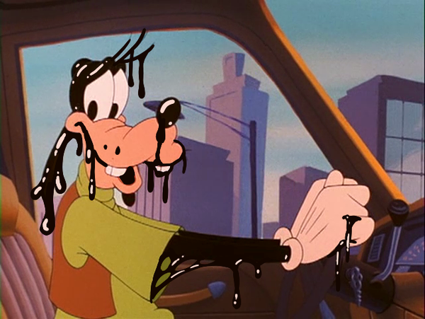 Goofy covered in black goo