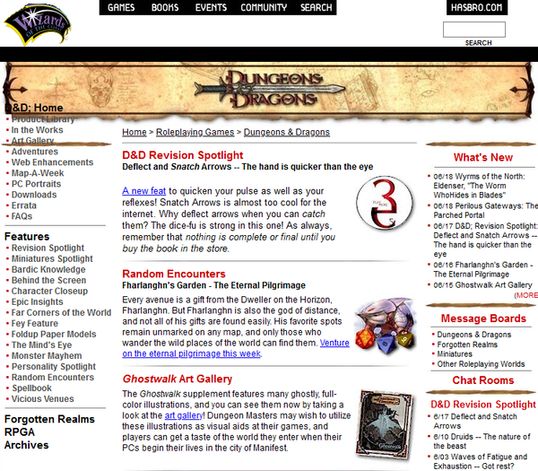 The main page, from 2003