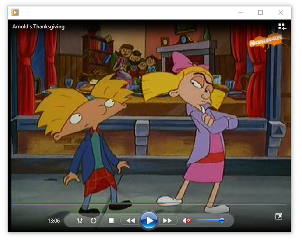 Watching Arnold's Thanksgiving in Windows Media Player